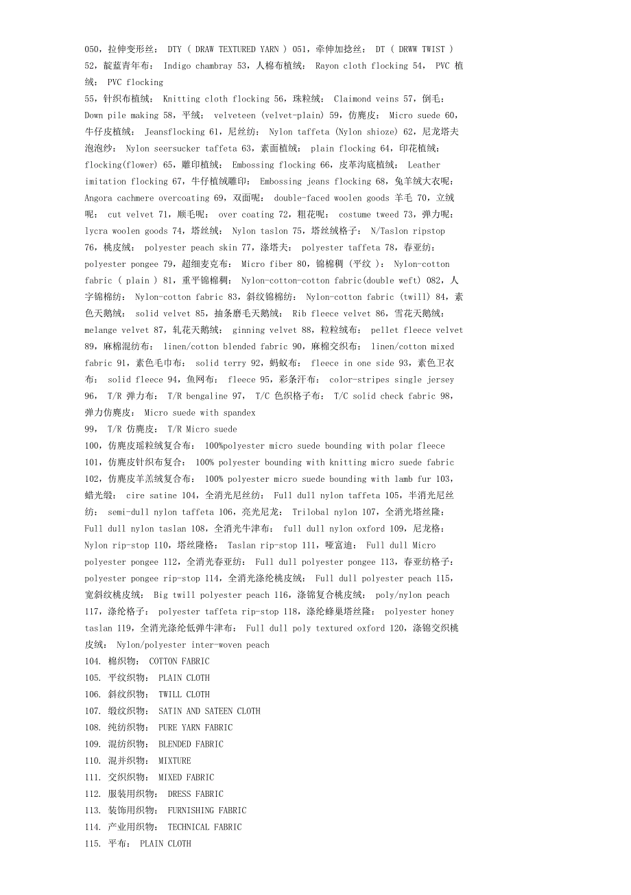 面料中英文名称对照表汇总_第2页