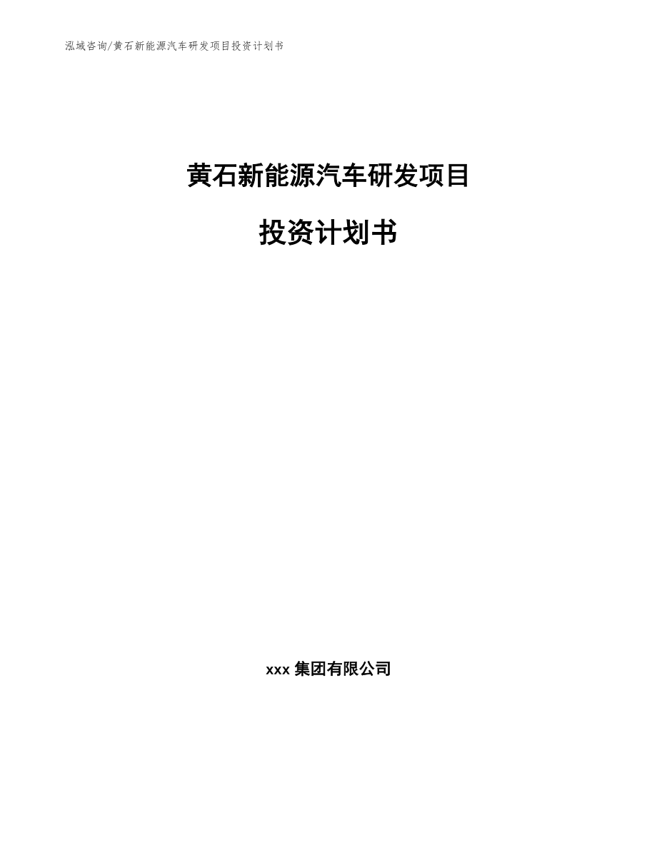 黄石新能源汽车研发项目投资计划书【模板范文】_第1页
