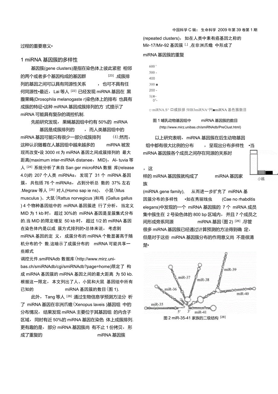 MicroRNA基因簇的多样性与进化_第2页