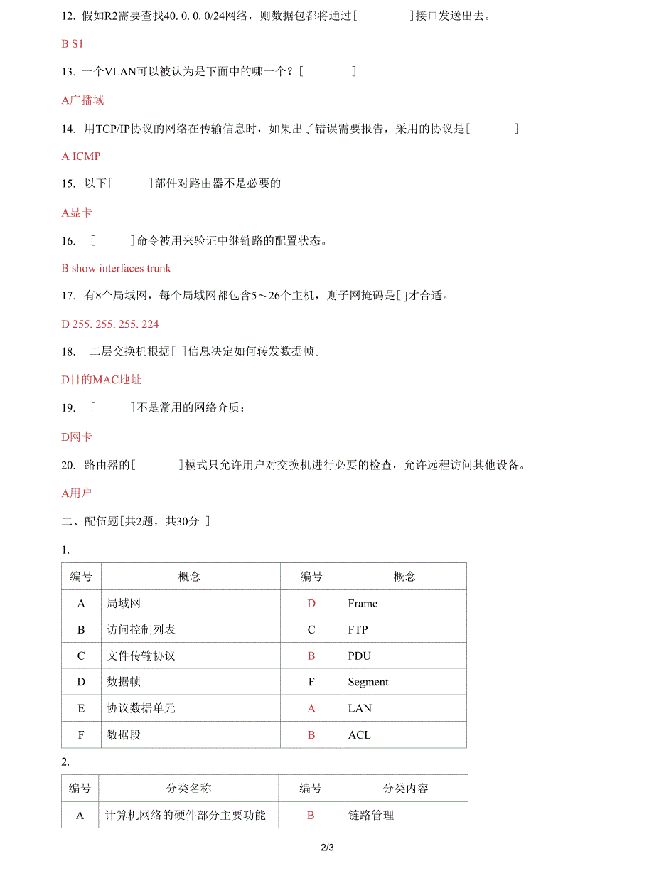 (2022更新）国家开放大学电大《计算机组网技术》机考第三套题库及答案_第2页