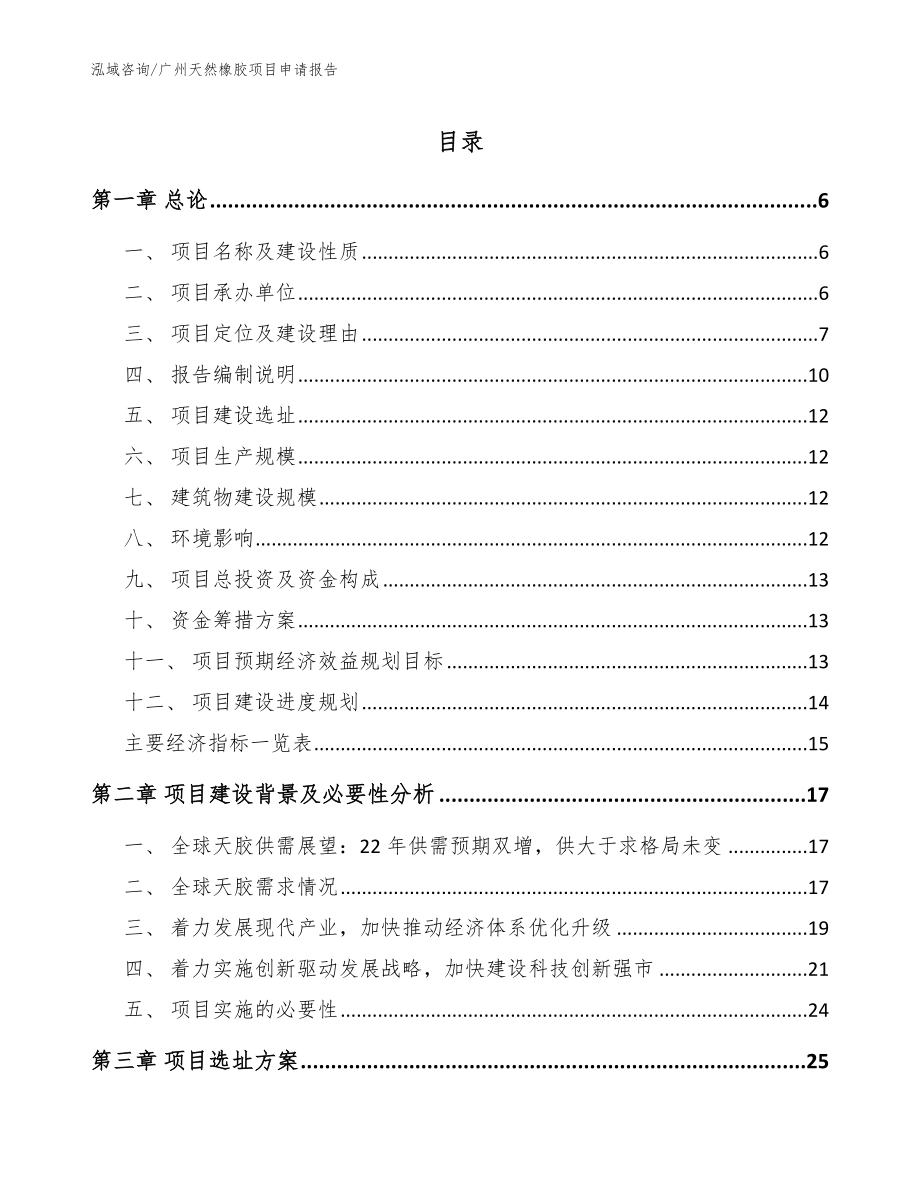 广州天然橡胶项目申请报告_模板参考