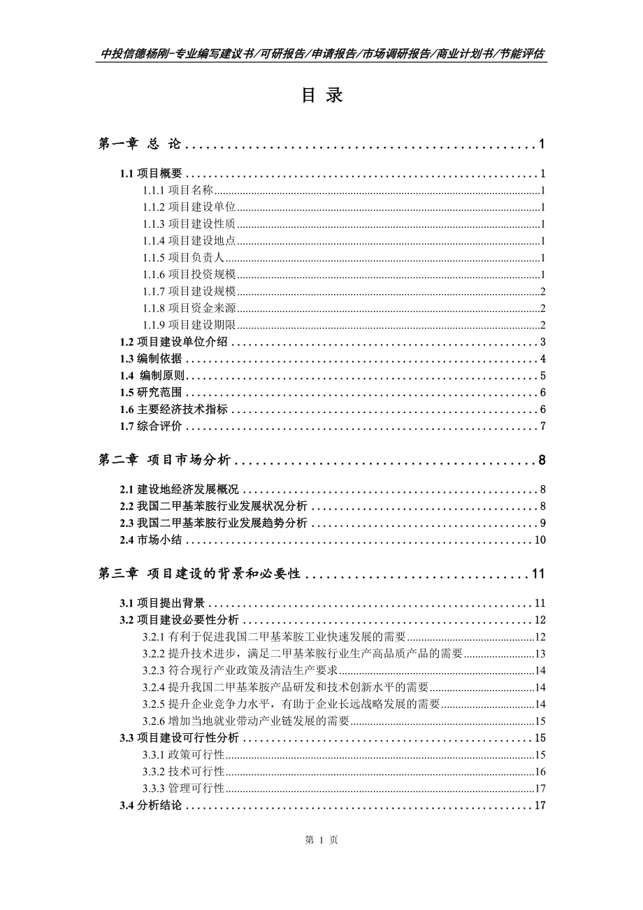 二甲基苯胺项目可行性研究报告建议书_第2页