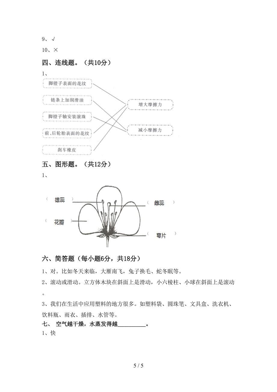 2022年三年级科学(上册)期中模拟题及答案.doc_第5页