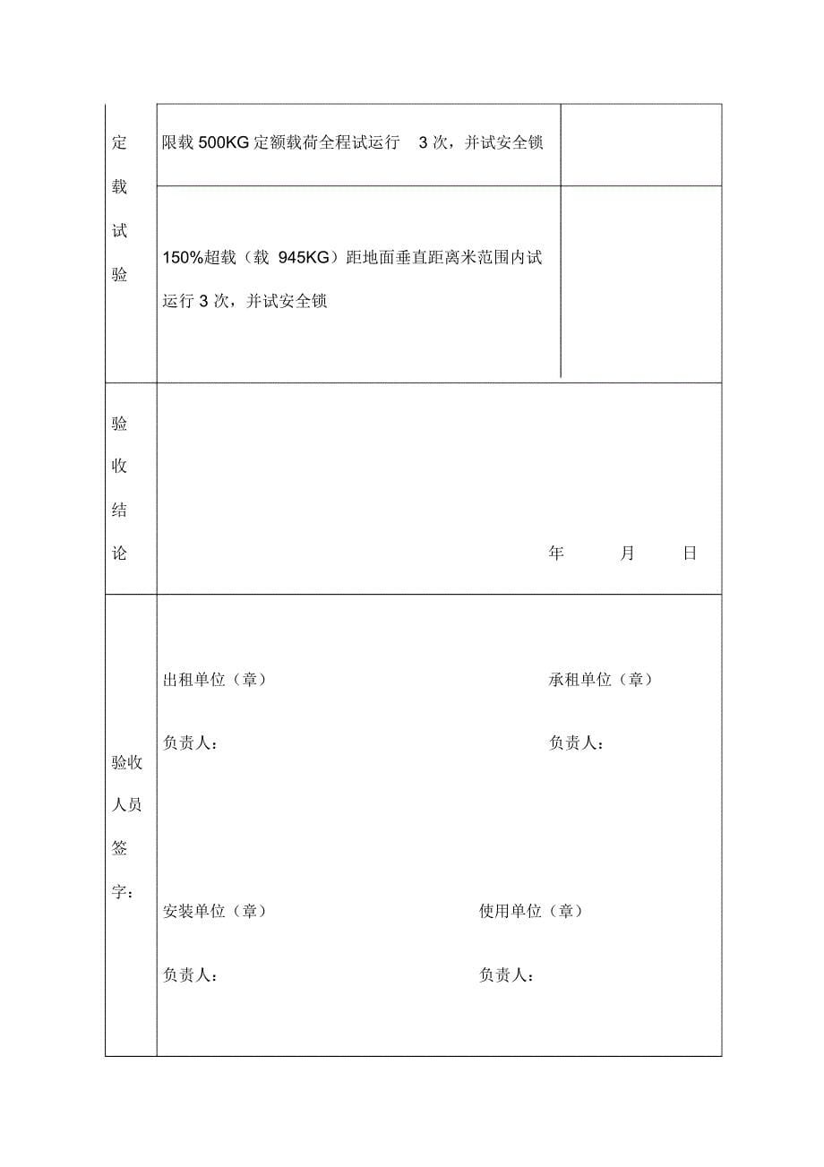 电动吊篮安装及静载试验验收表_第5页