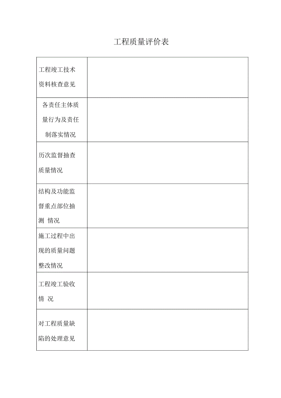 工程质量评价表_第1页