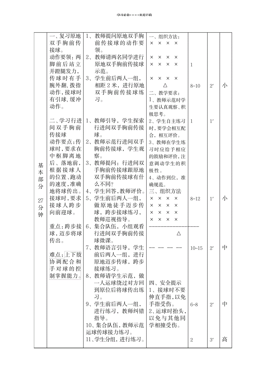 行进间双手胸前传接球教学设计_中学教育-体育理论与教学_第3页