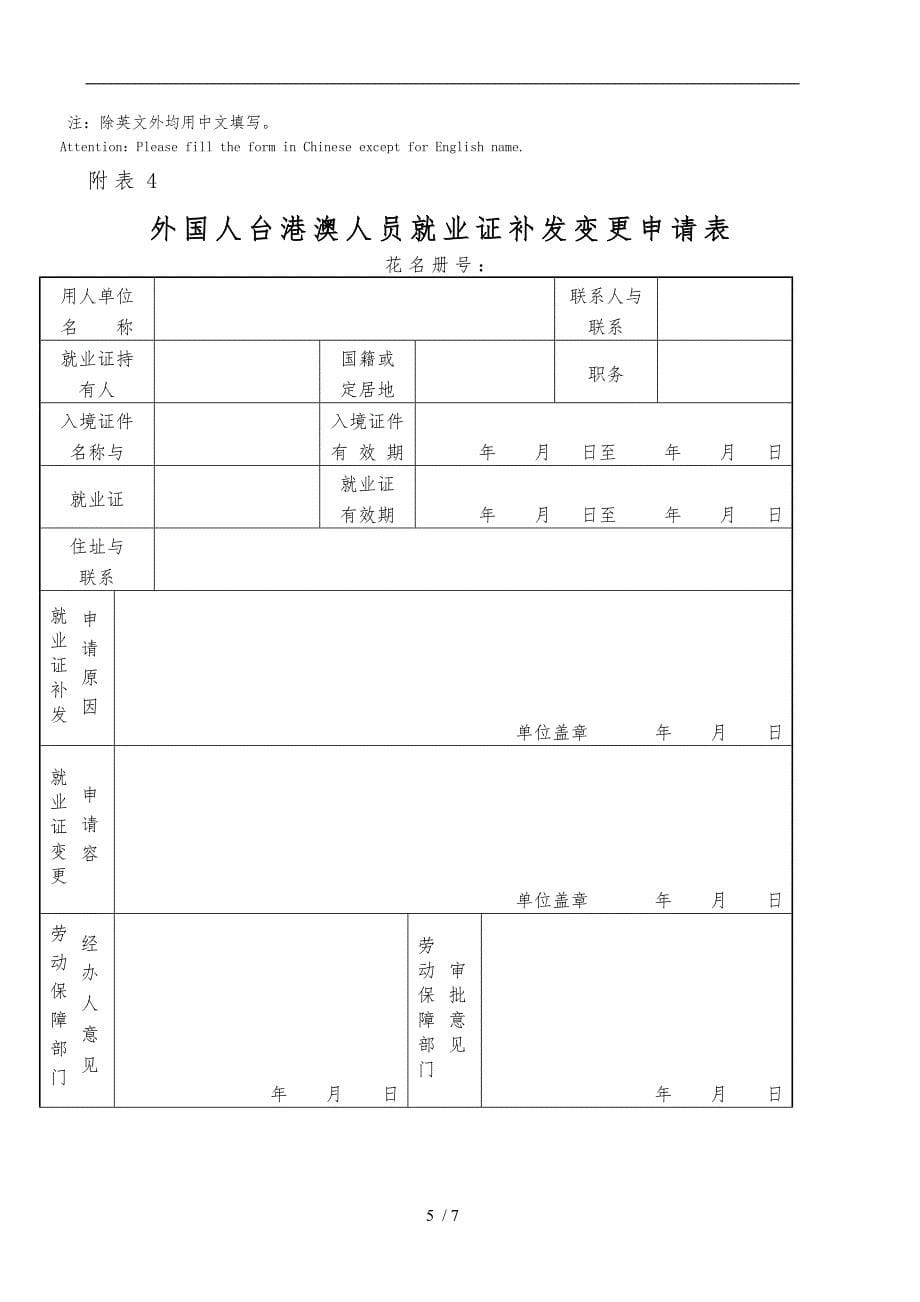 附表1外国人就业花名册_第5页