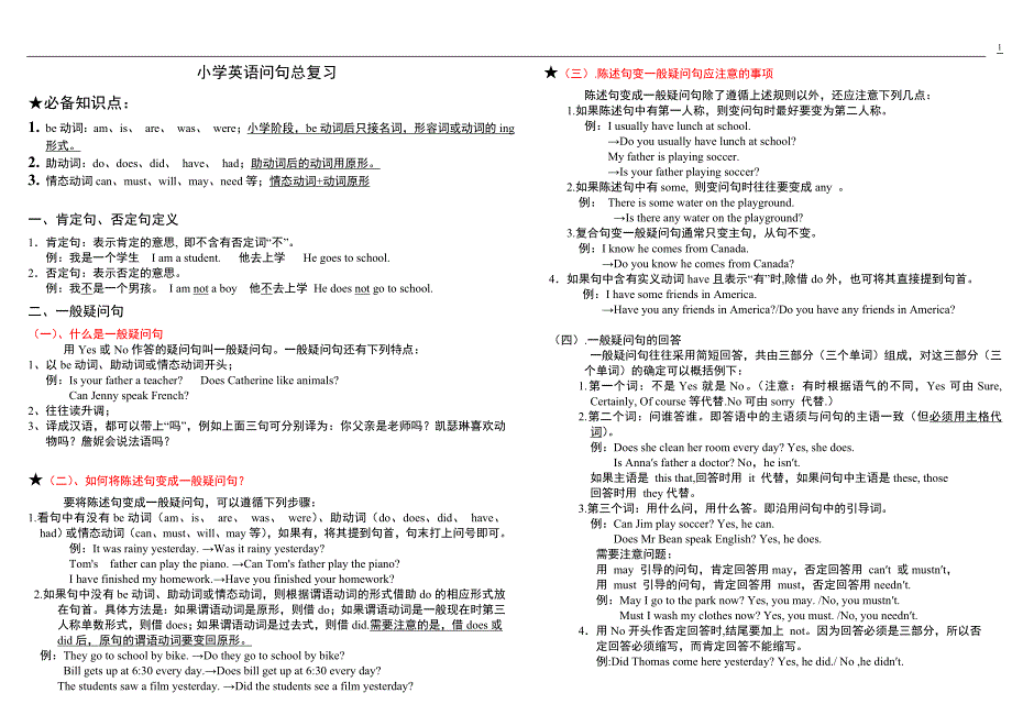 小学英语句型转换(陈述句变一般疑问句特殊疑问句及练习).doc_第1页