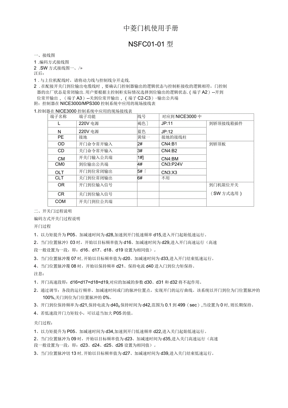 各类门机调试手册_第1页