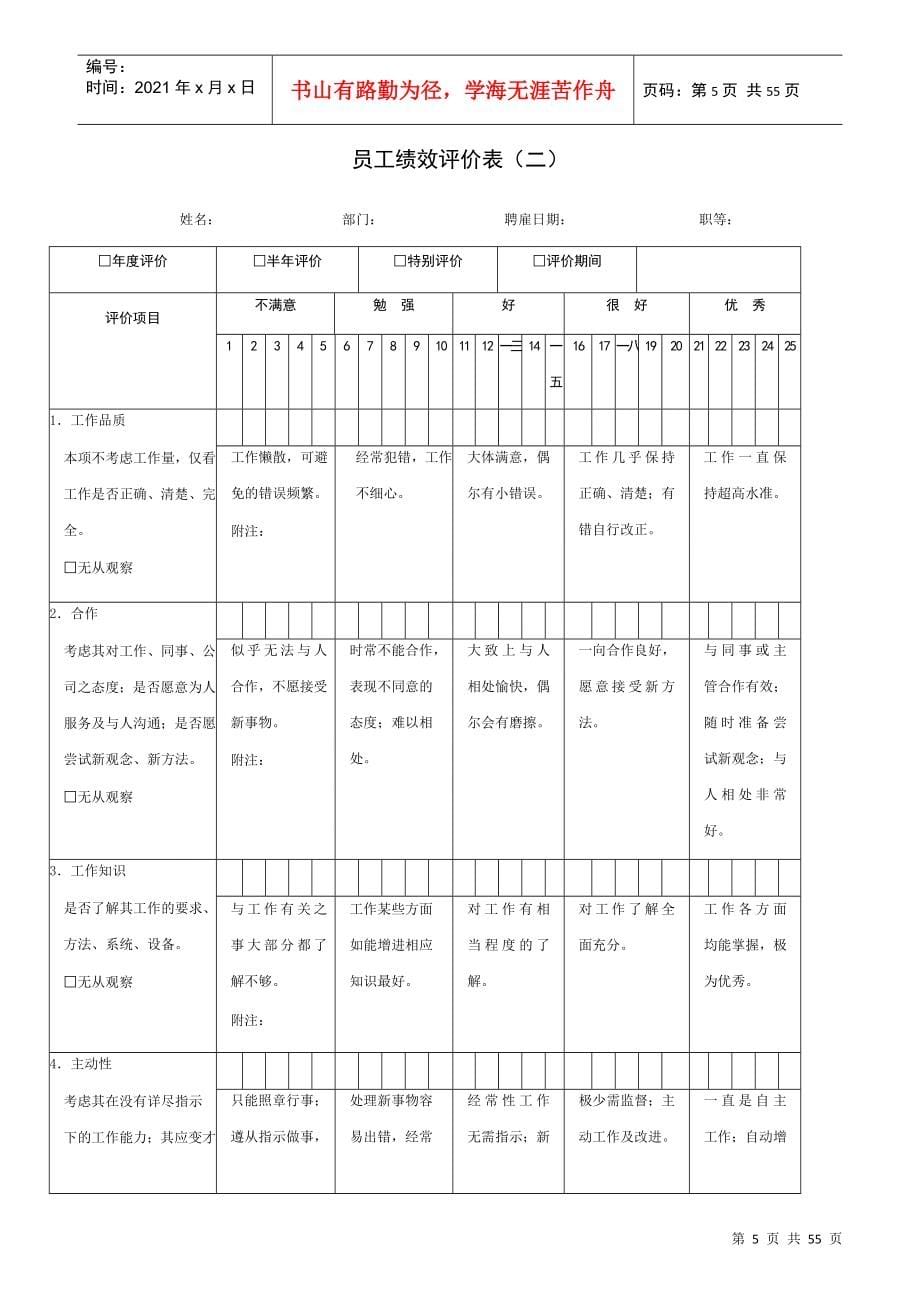 绩效考核表格范本全集_第5页