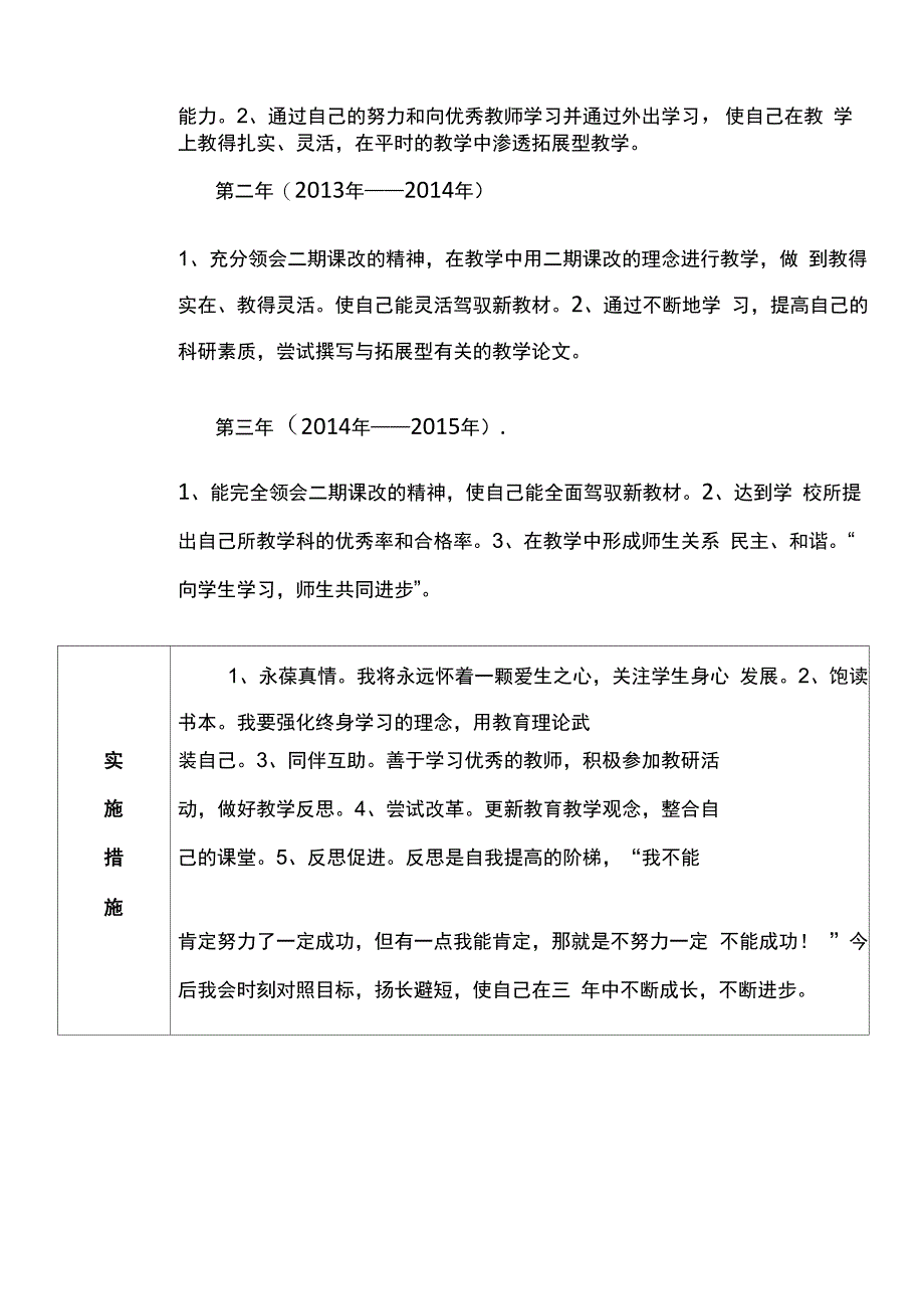 教师专业发展规划书表格_第2页