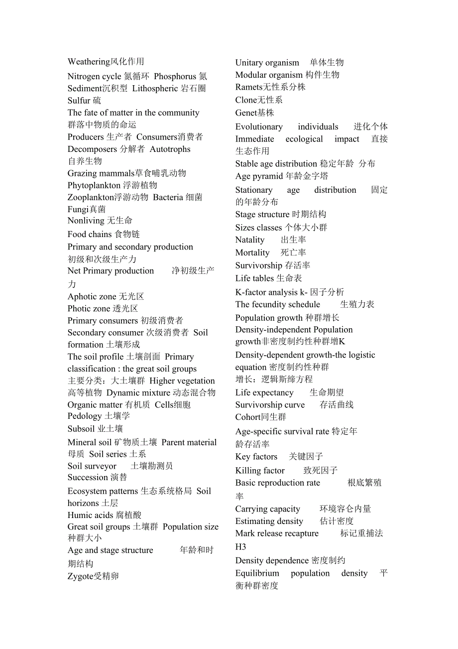 生态学专业术语英汉对照2_第3页