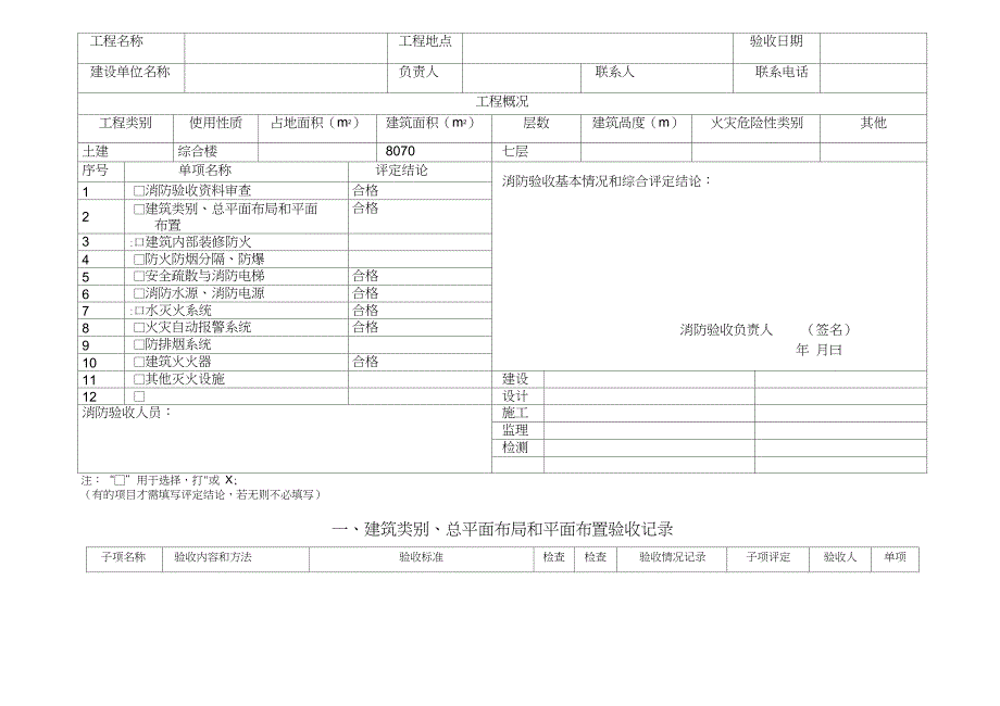 建筑工程消防验收记录表(模板)_第2页