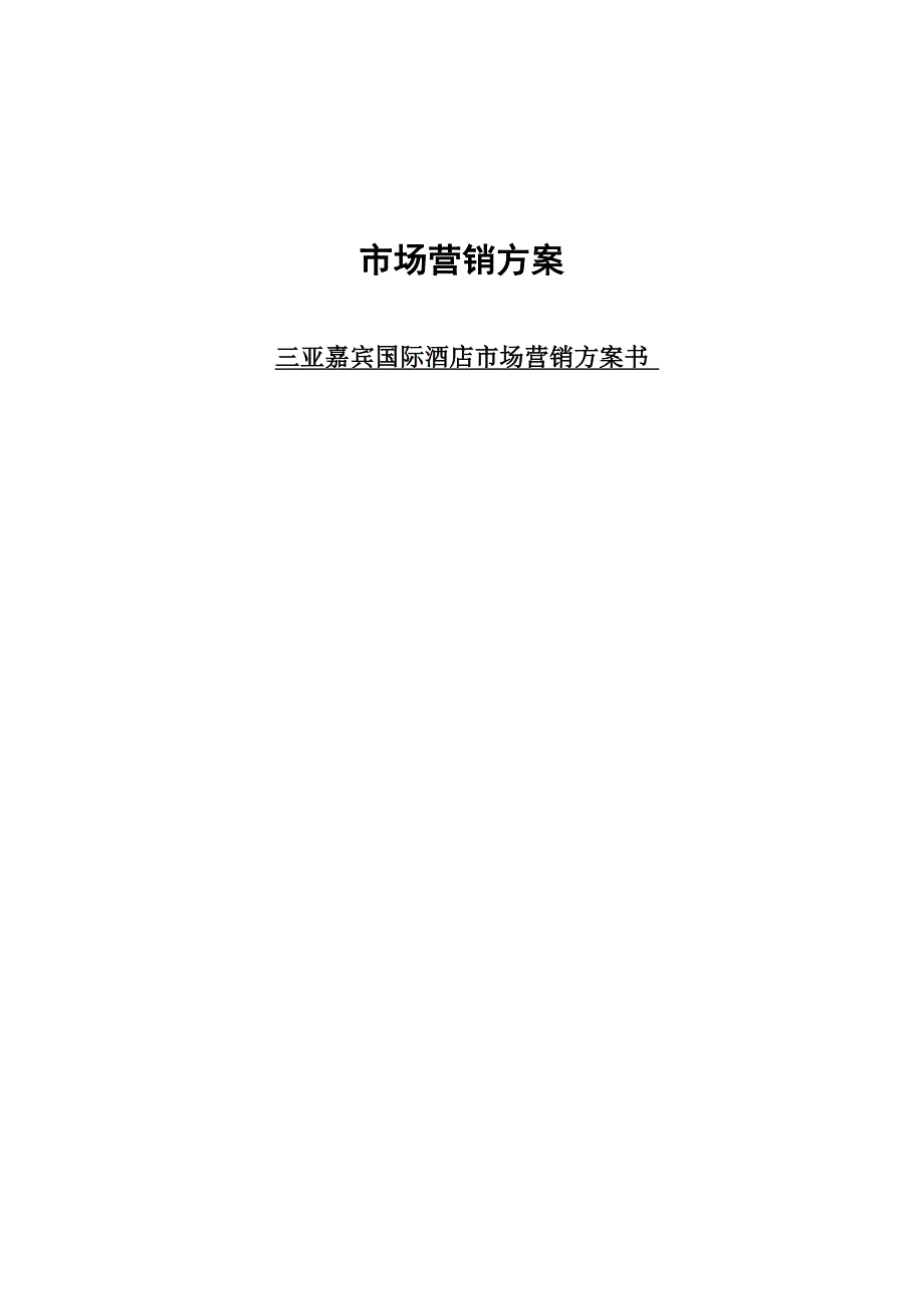 三亚国际酒店营销策划书_第1页