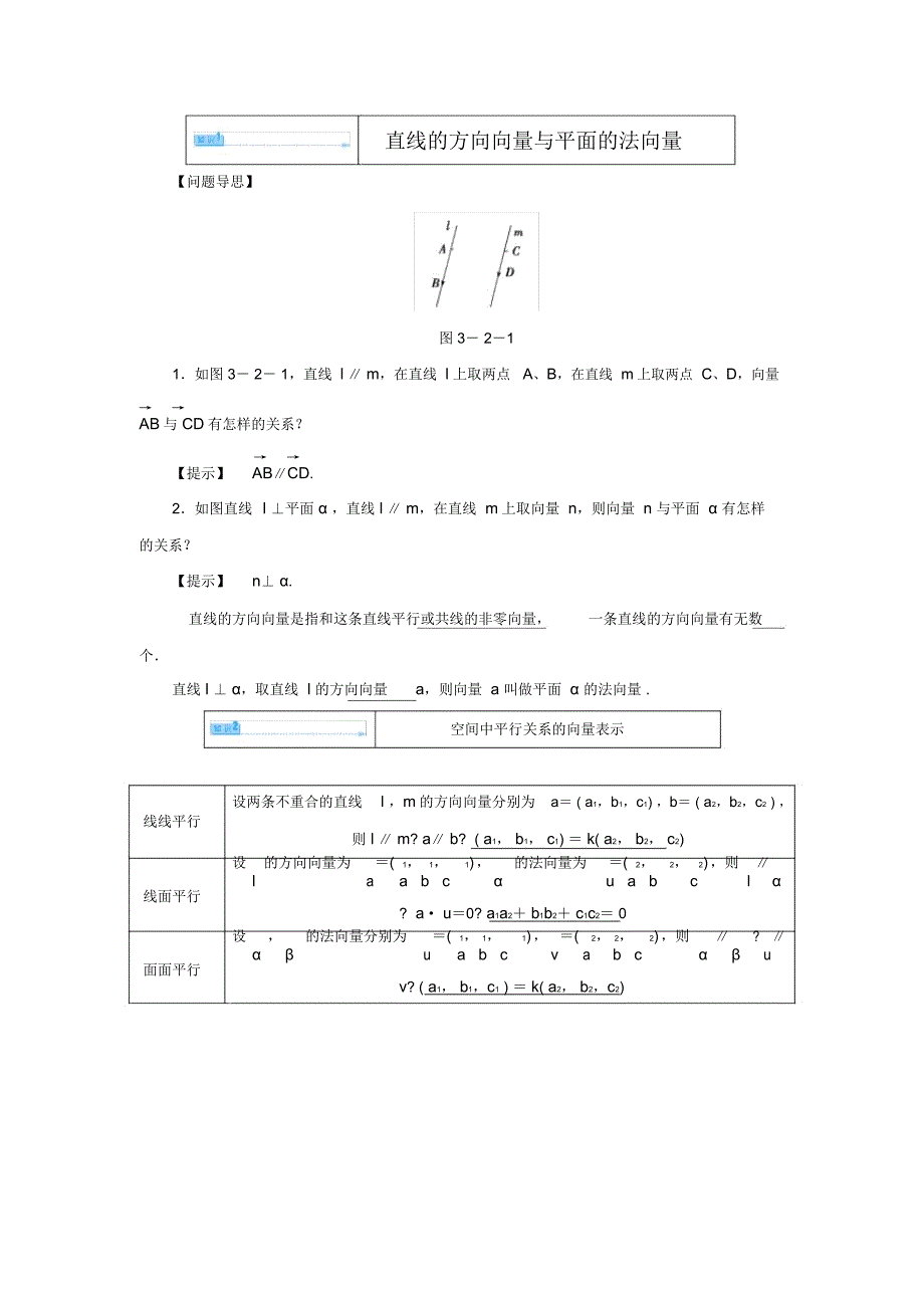 直线的方向向量与平面的法向量_第1页