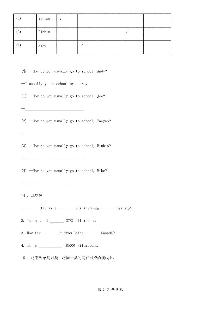 英语五年级下册Module 2 Unit 1 What did she have for lunch.练习卷_第3页