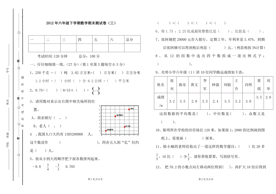 2012期末检测卷.doc_第1页