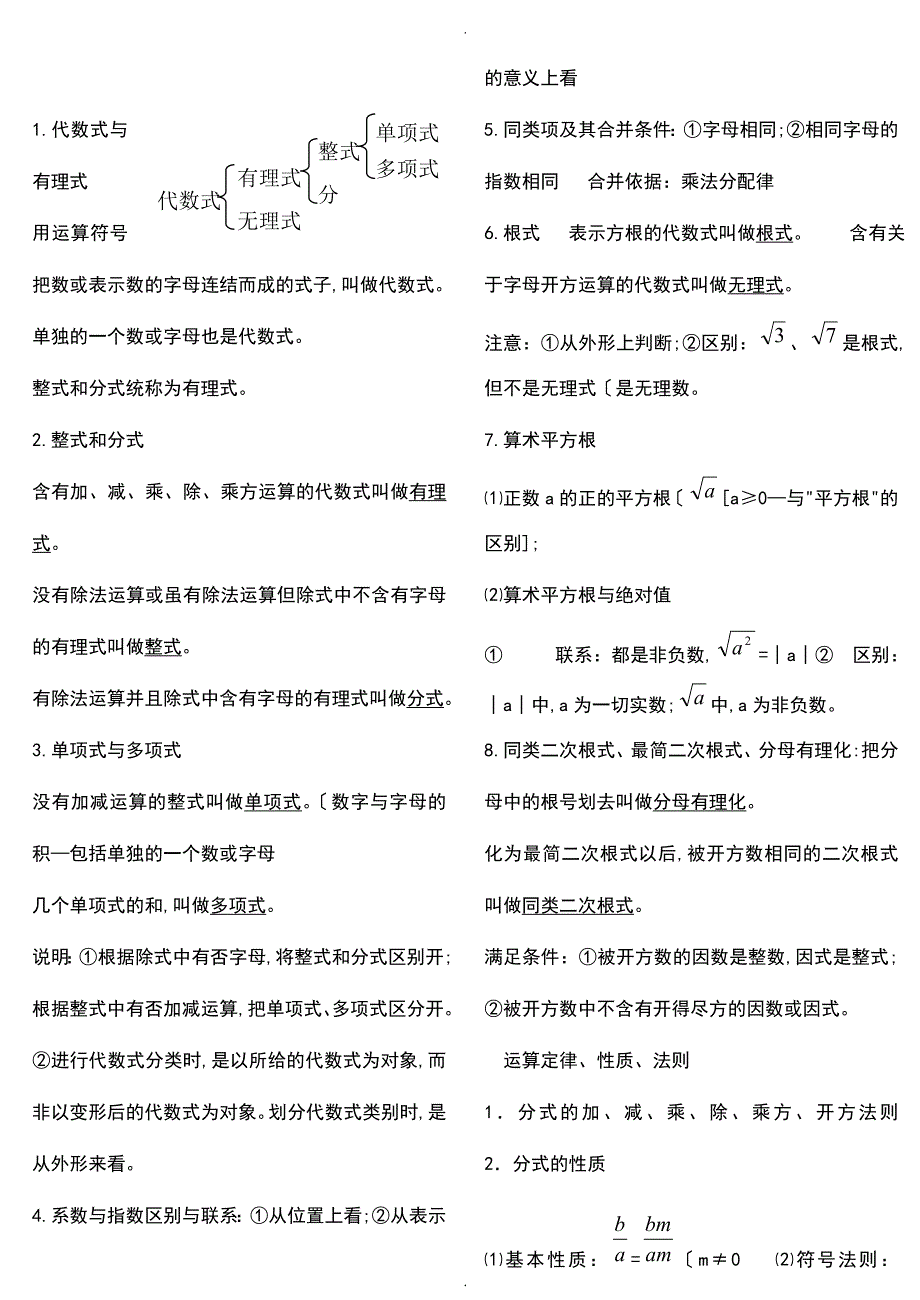 苏版初中数学知识点整理[适合打印]_第2页