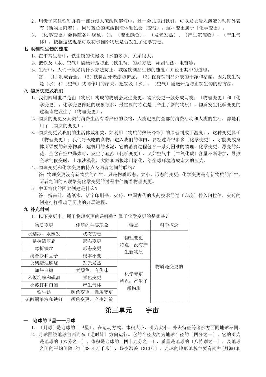 教科版小学六年级科学下册各单元知识点答案_第5页