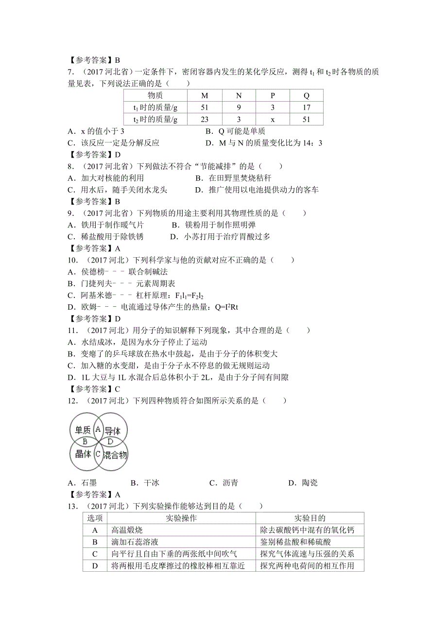 2017年河北省化学中考试题及答案_第2页