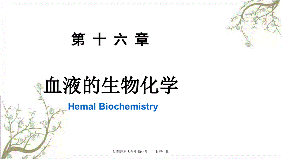 沈阳药科大学生物化学血液生化课件_第1页