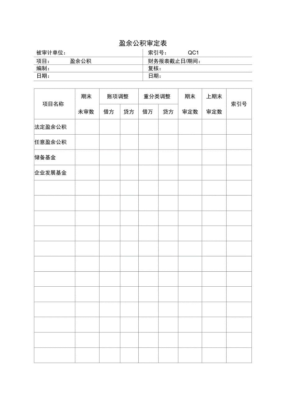 盈余公积实质性程序分析表_第5页