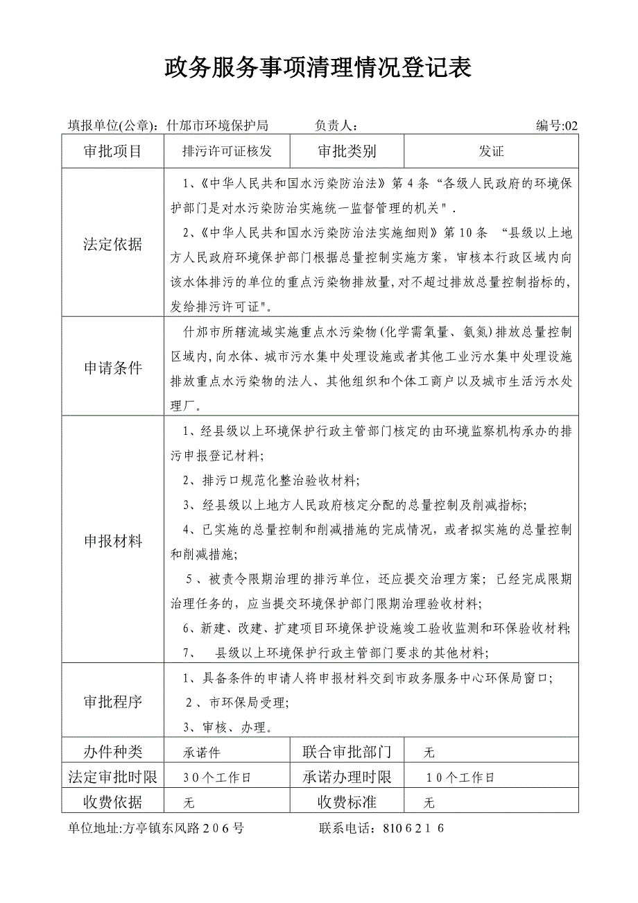 政务服务事项清理情况登记表精_第2页