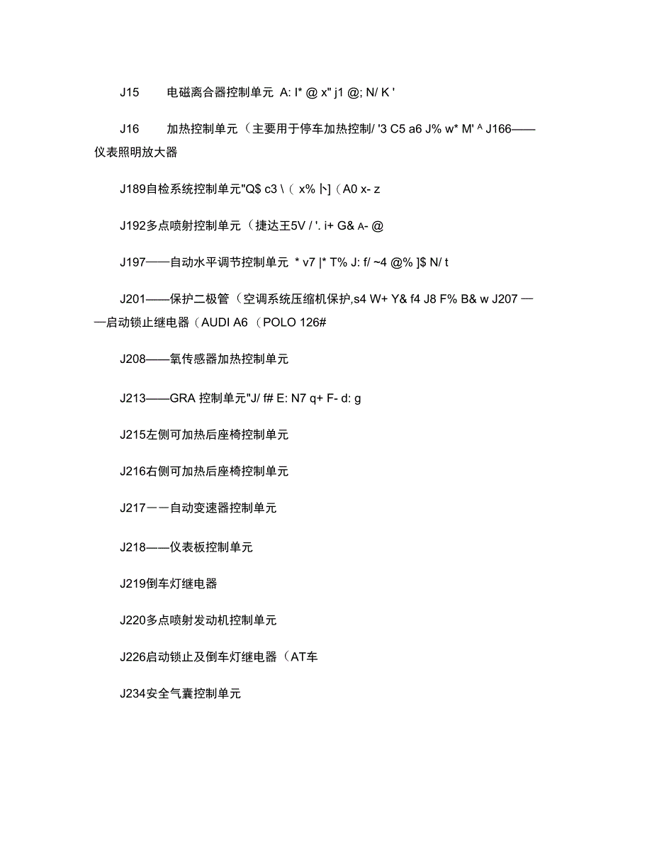 大众奥迪A6L的控制模块继电器索引集概要_第4页