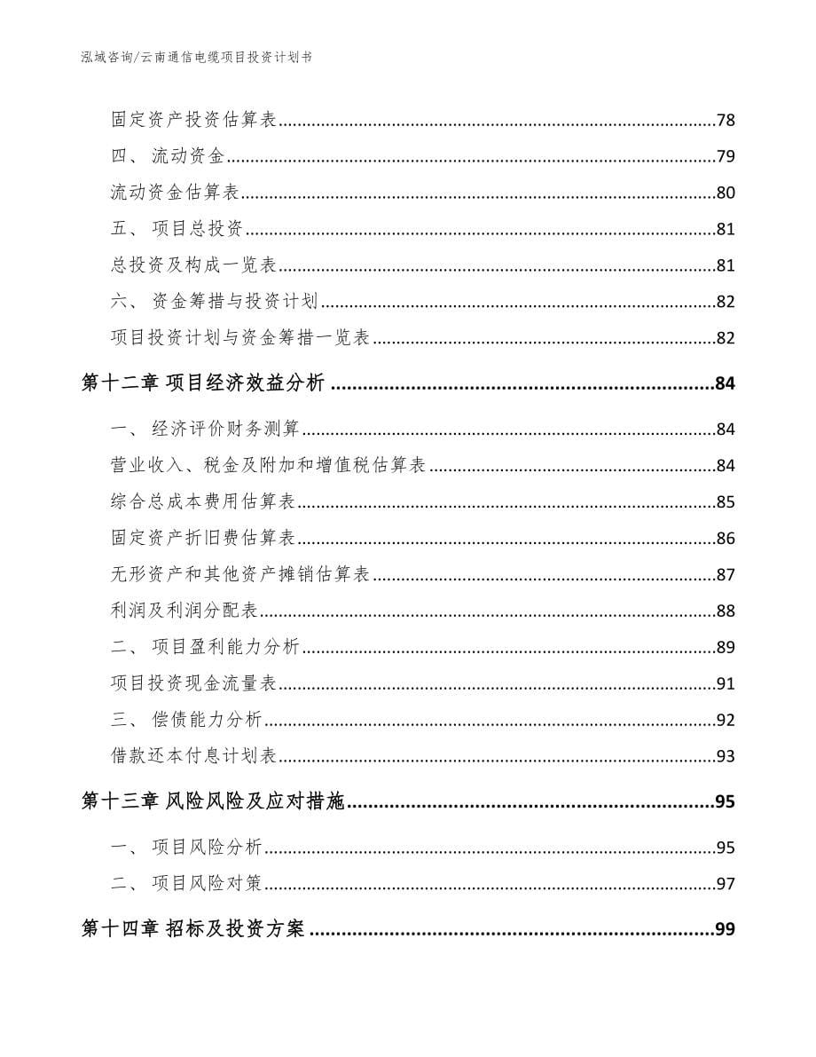 云南通信电缆项目投资计划书模板_第5页