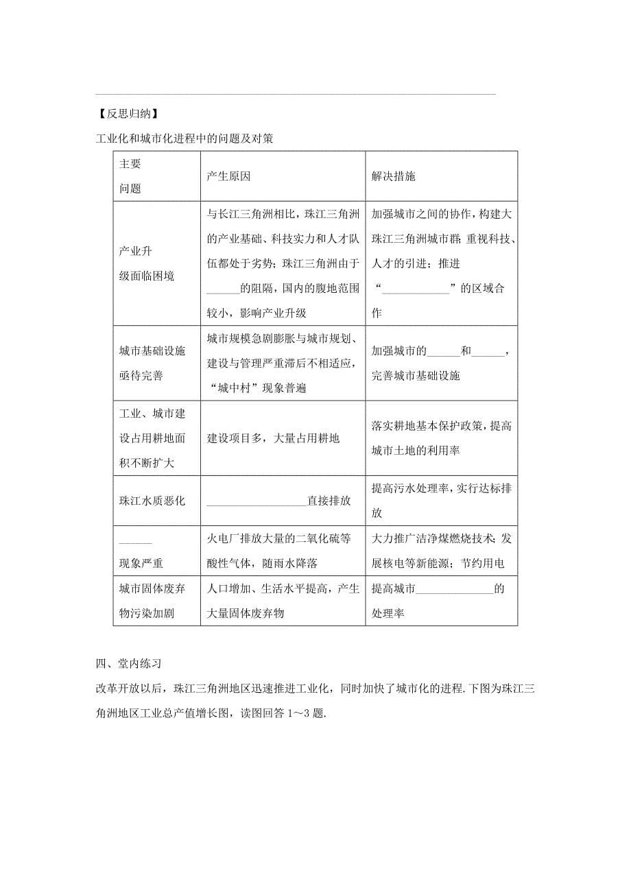 精校版人教版地理一师一优课必修三导学案：4.2区域工业化与城市化──以我国珠江三角洲地区为例4_第5页