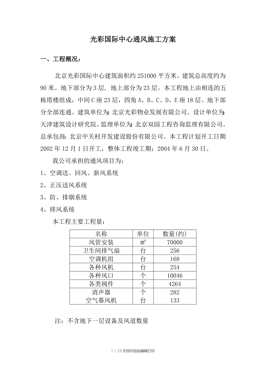 光彩中心通风施工方案_第1页