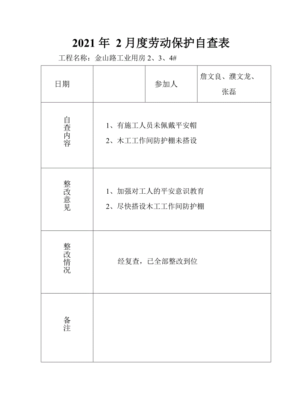 月度劳动保护自查表_第4页