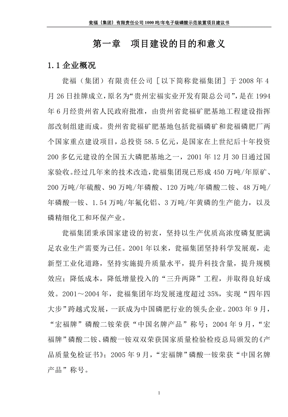 1kt电子级磷酸建议书.doc_第1页