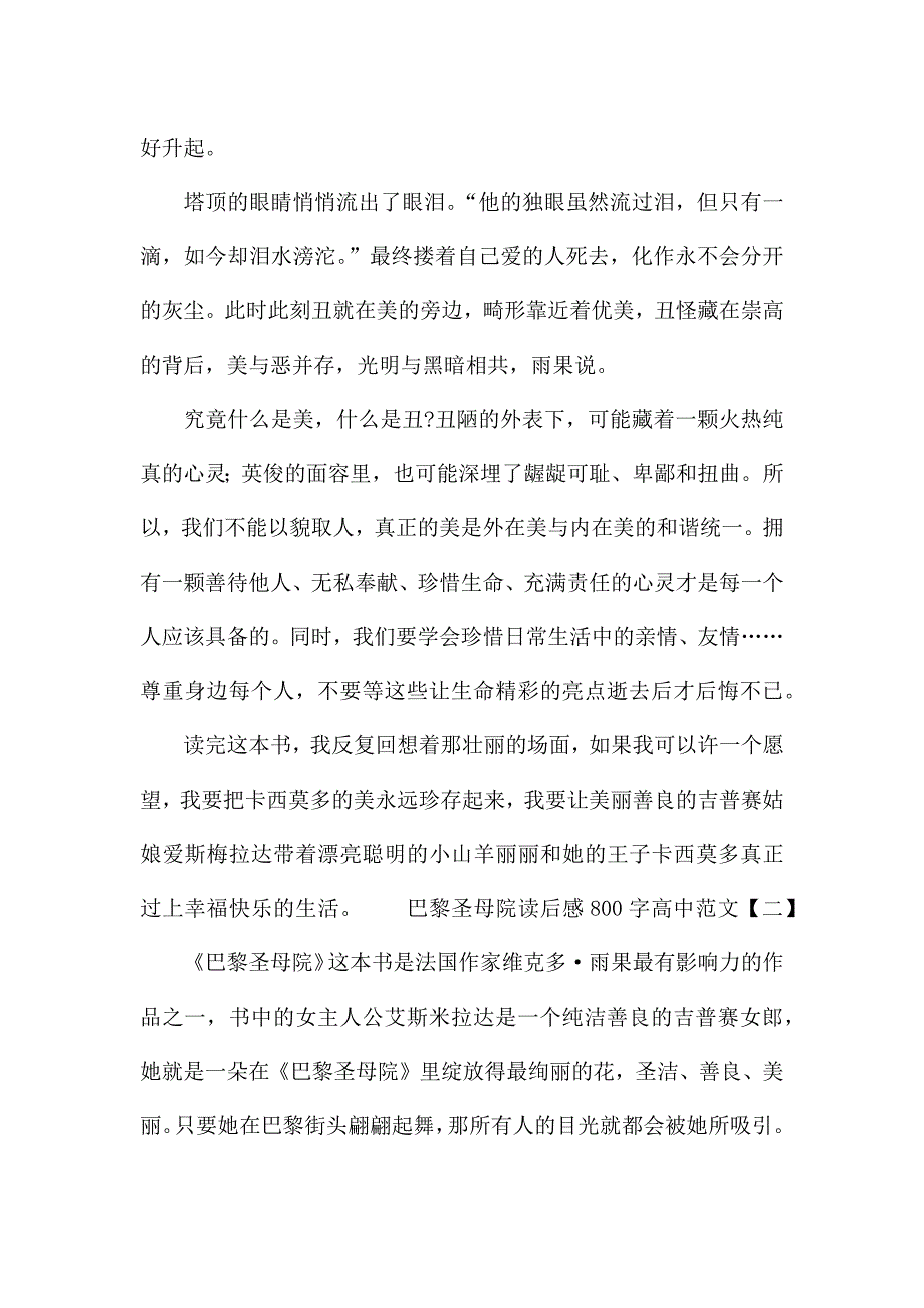 巴黎圣母院读后感800字高中范文.docx_第3页