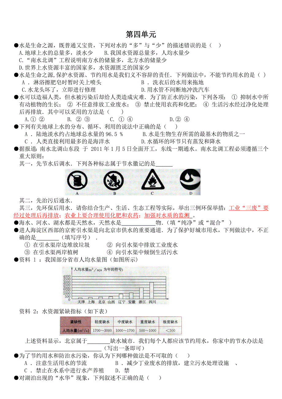 初中化学第四单元学习测评_第1页