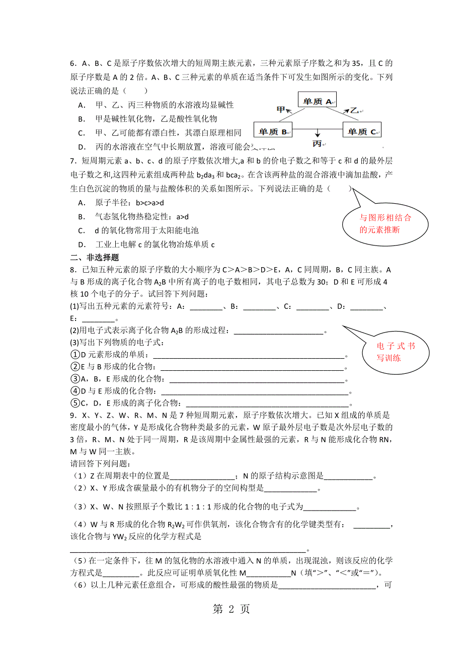 2023年物质结构 元素周期律 习题设计.doc_第2页