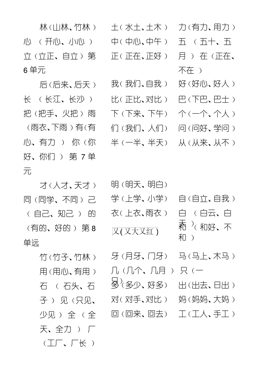 部编版一年级语文上册全册总复习资料_第2页