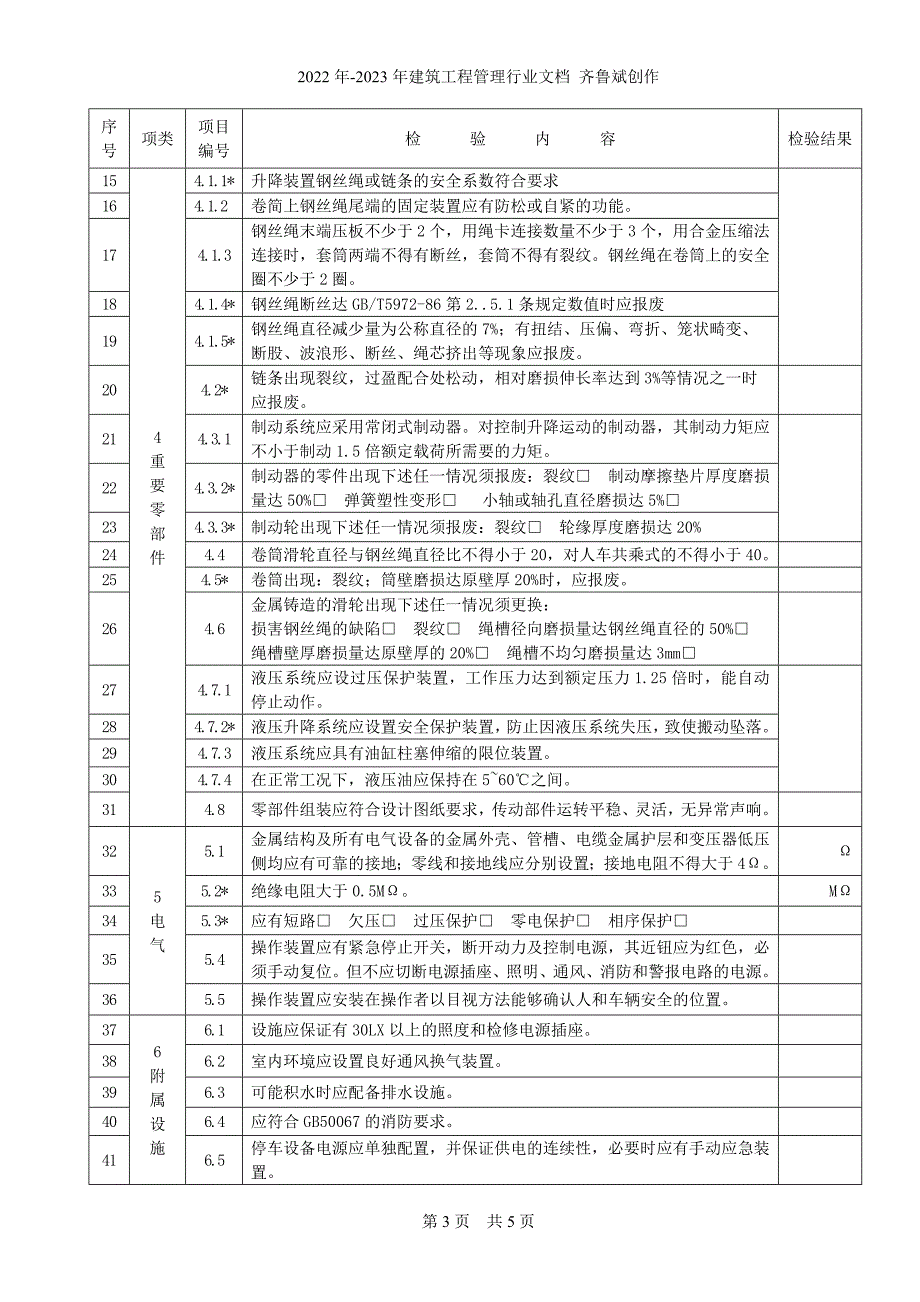 机械式停车设备验收检验原始记_第4页