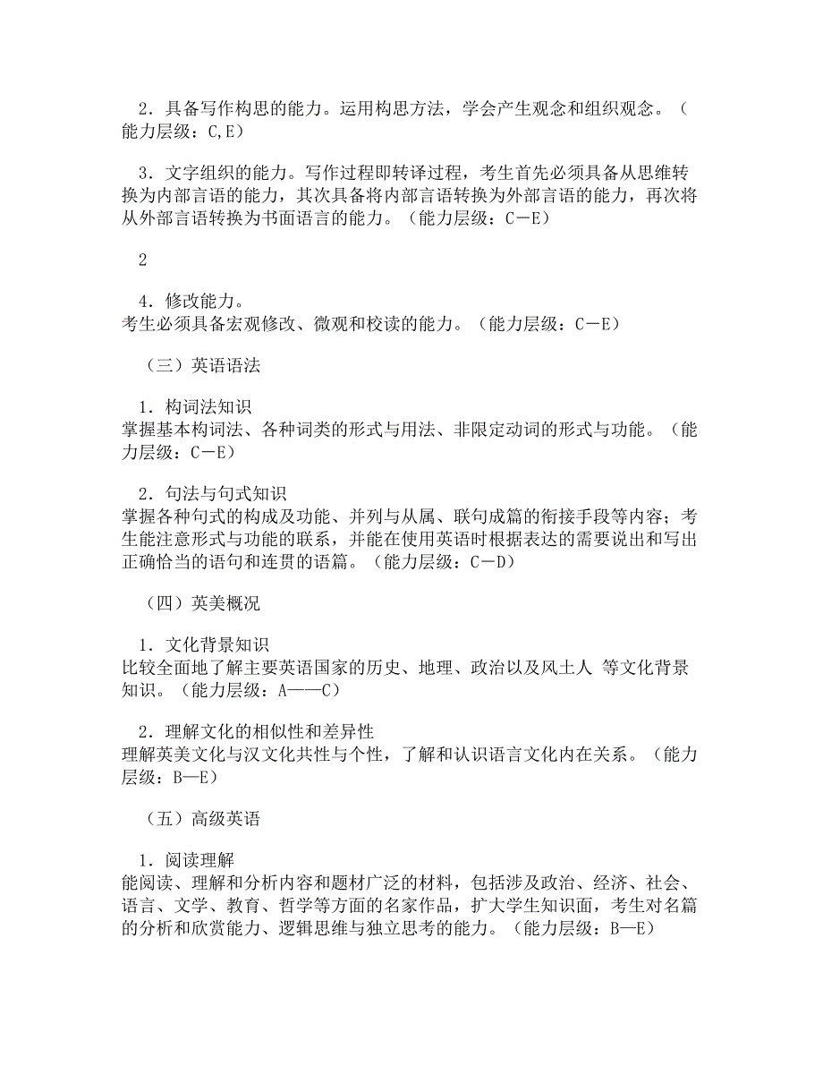 教师招聘中学英语专业知识大纲及样卷_第4页