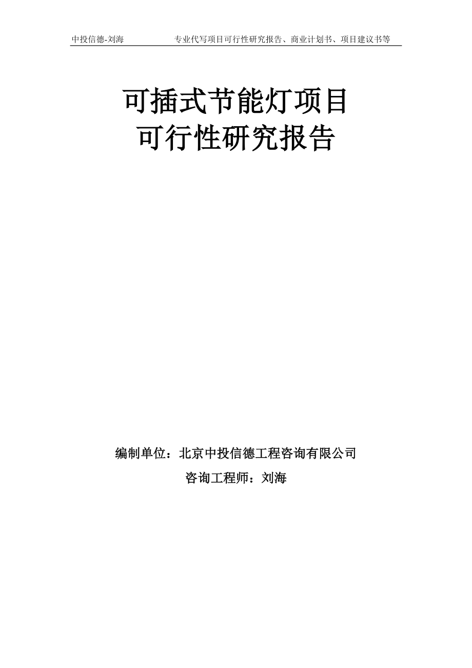 可插式节能灯项目可行性研究报告模板-备案审批_第1页