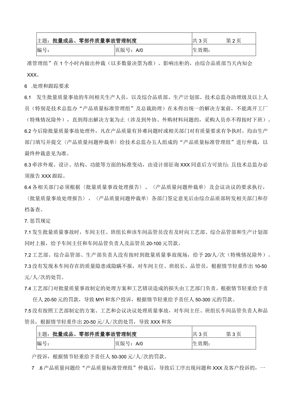 批量成品、零部件质量事故管理制度(附表单2份)_第2页