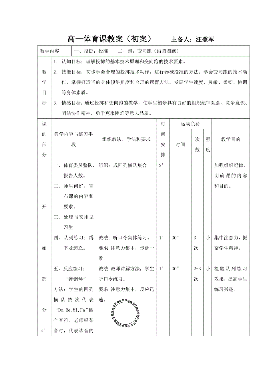 高中体育课教案三种格式【免费】_第1页