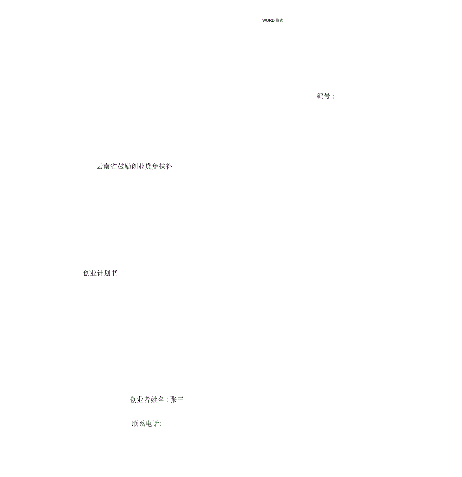 创业计划书(填写范本)范文_第1页