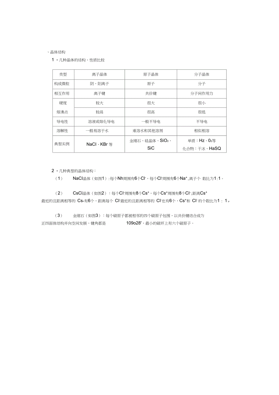 完整版高二复习总结离子晶体分子晶体和原子晶体_第4页