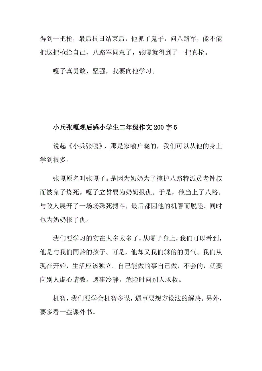 小兵张嘎观后感小学生二年级作文200字合集_第4页