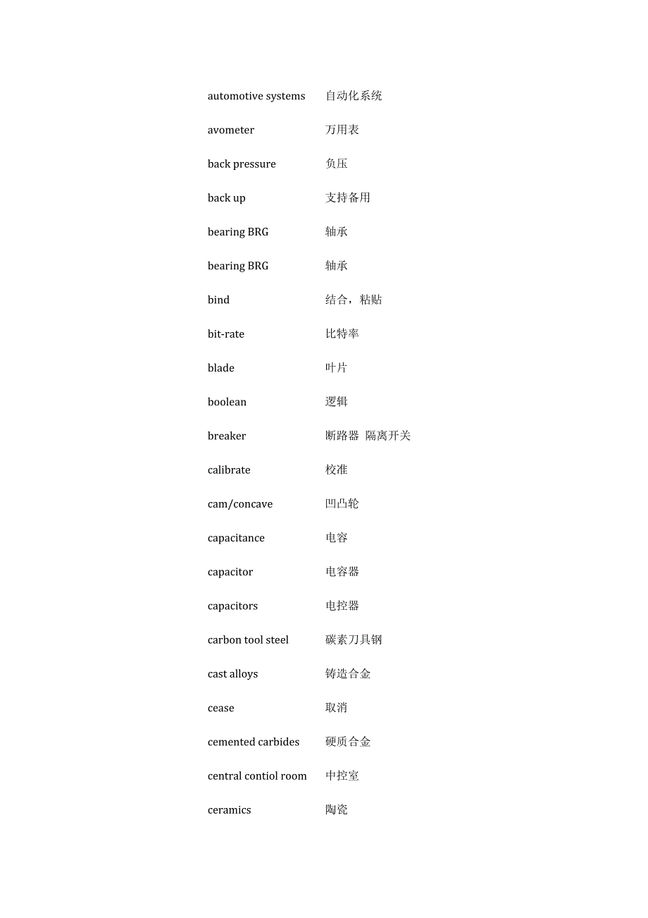 机电一体化专业英语单词_第2页