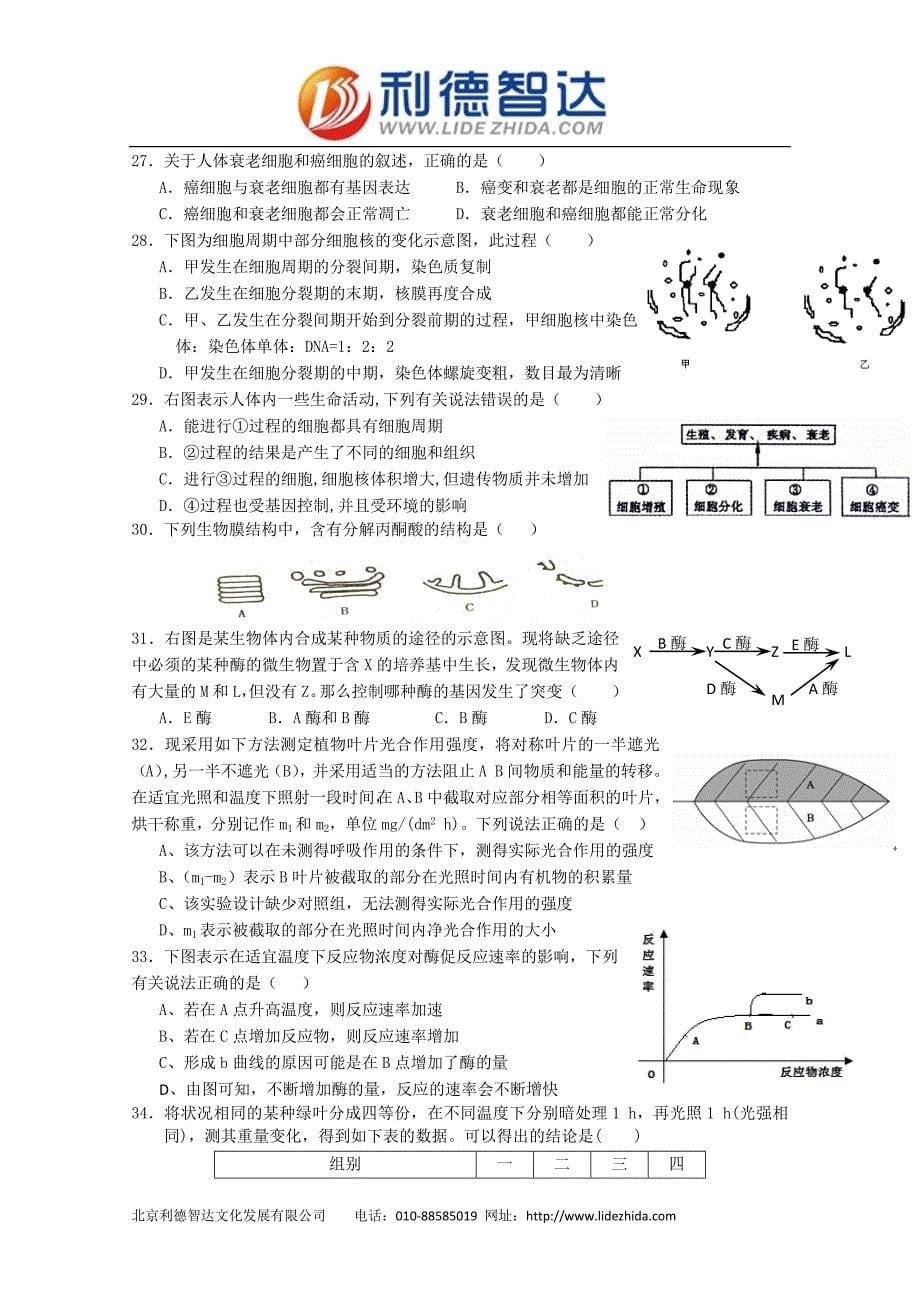 安徽省合肥八中2012届高三第三次段考(生物).doc_第5页