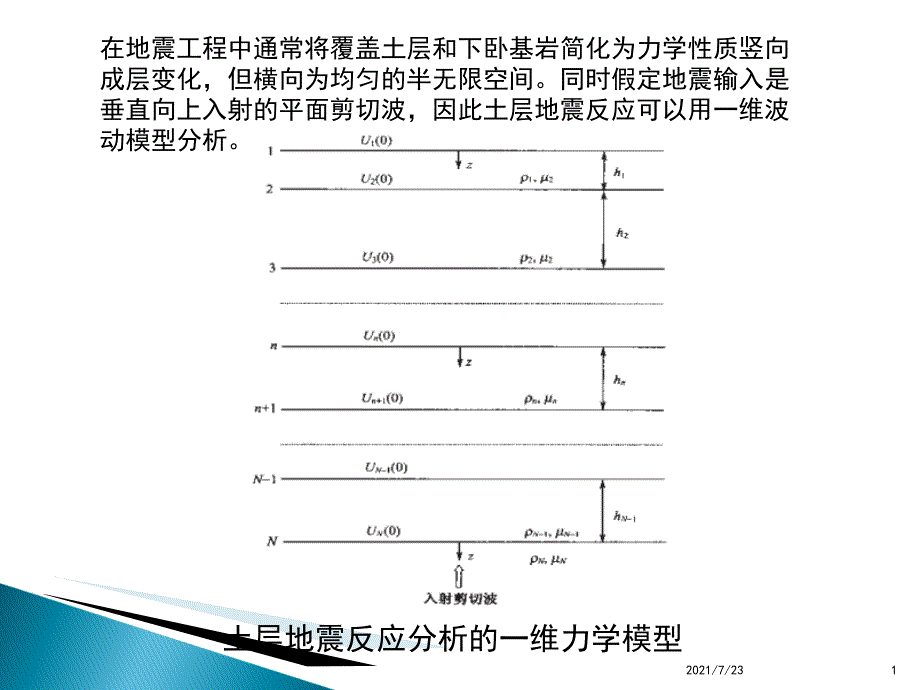 一维场地地震反应分析PPT课件_第1页