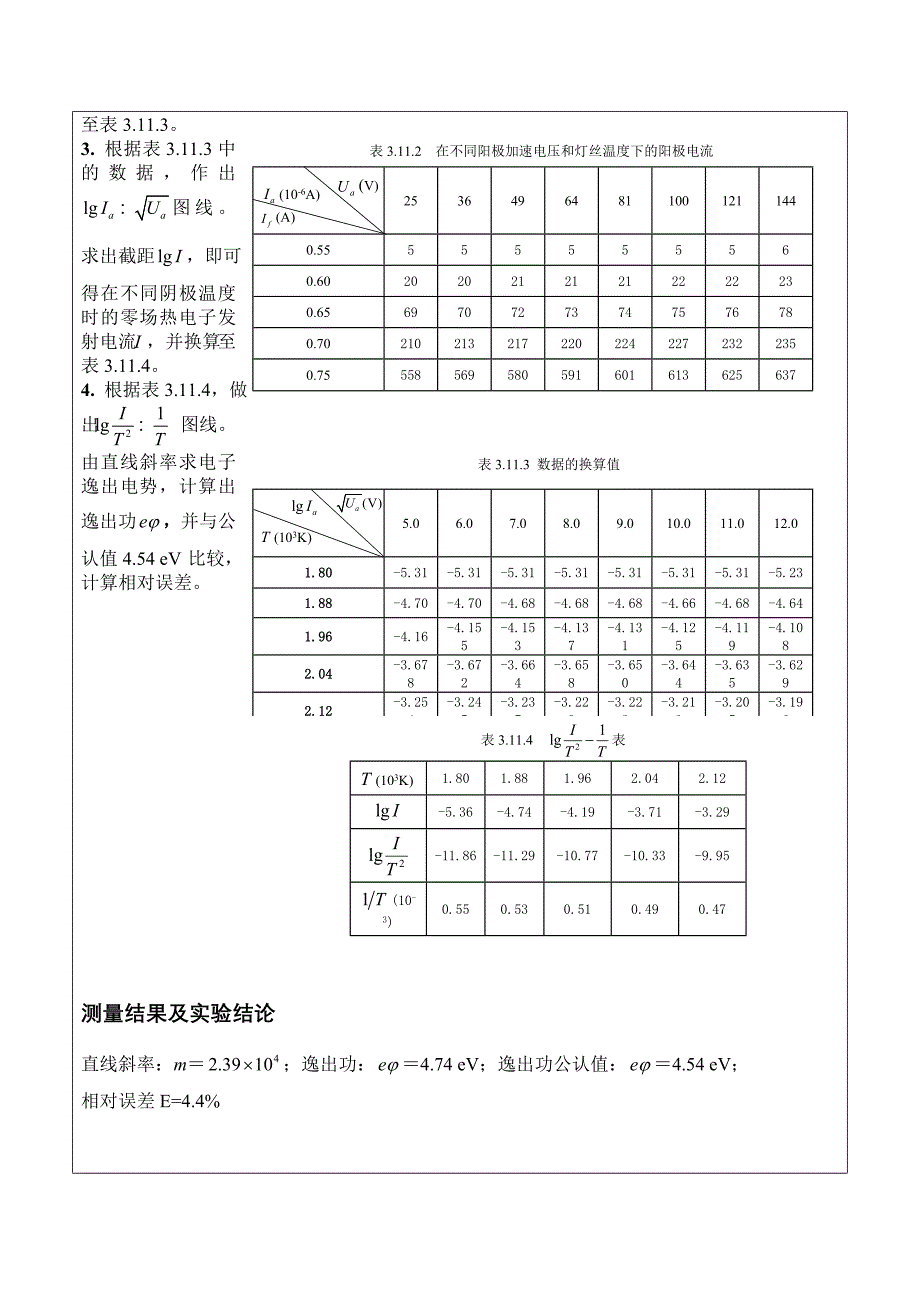 金属电子逸出功测量实验报告_第3页