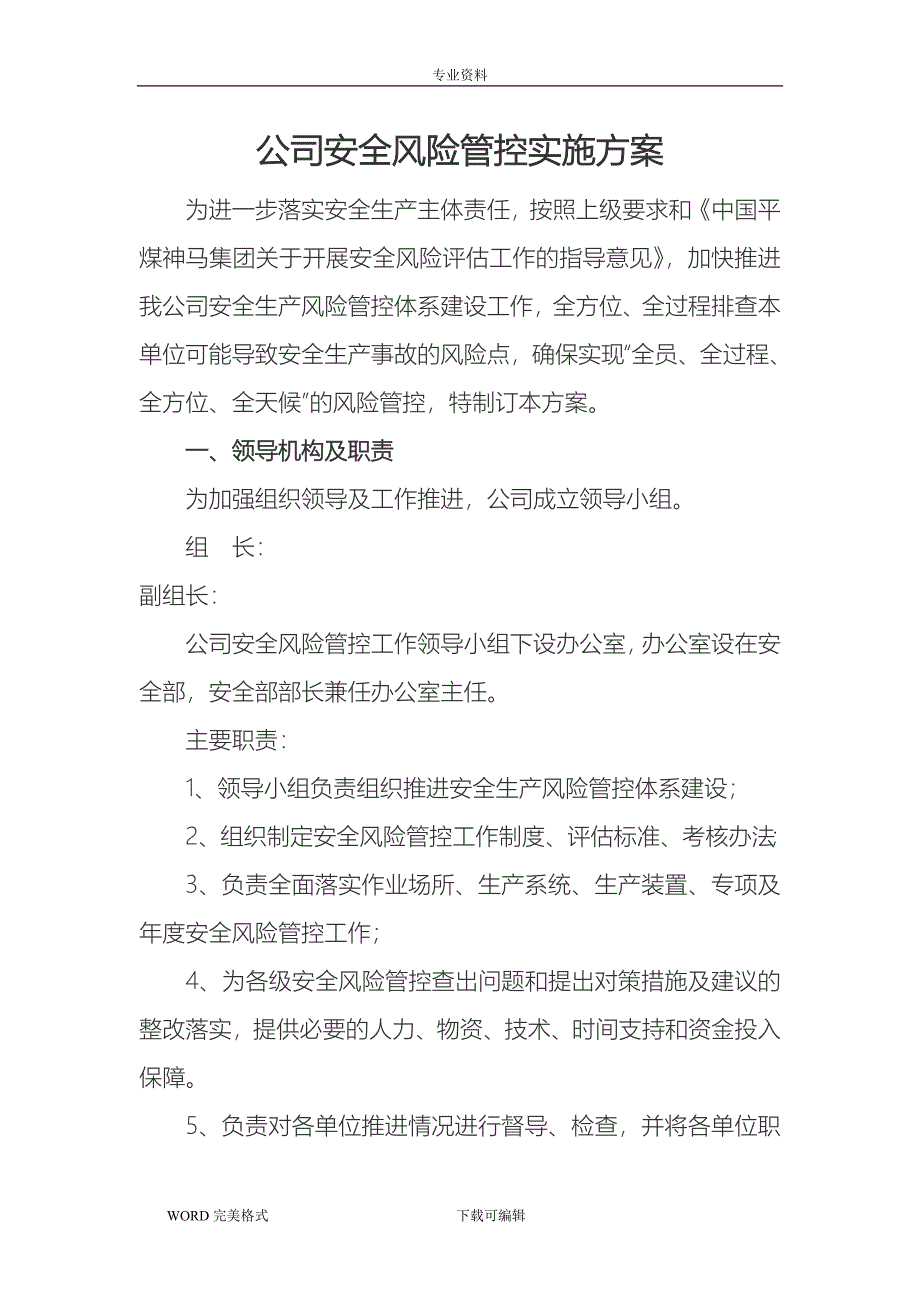 公司安全风险管控实施方_第1页